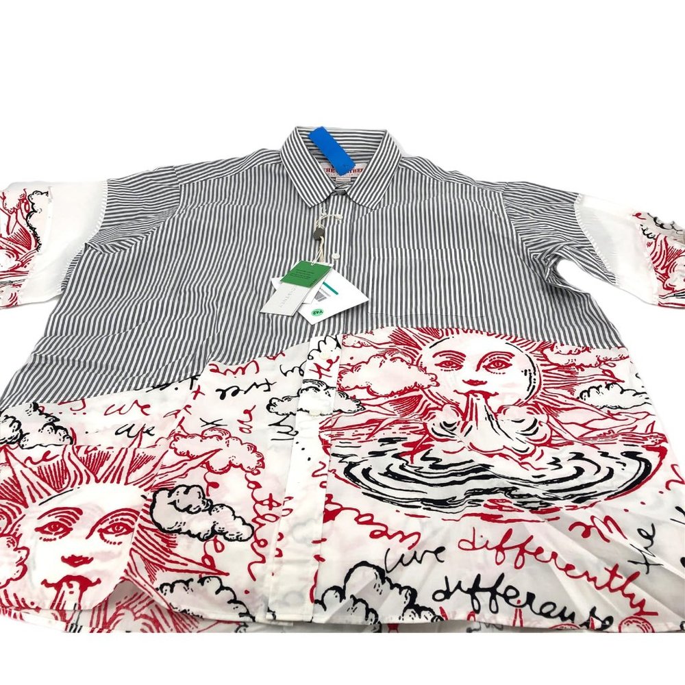 Stella McCartney Red & White Striped Button-Up Shirt | Men's Casual Classic